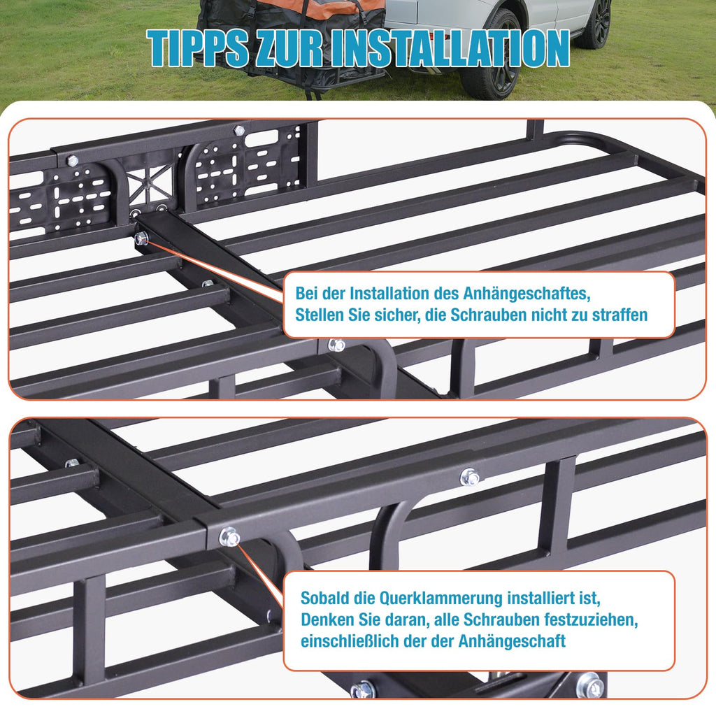 Heckträger für Anhängerkupplung 120x61x15cm,Wildträger Heckträger mit Montagekupplung,Suitable for Tow Hitch (Anhängerkupplung),Einsetzbar in ATV, PKW, SUV.Hoflader