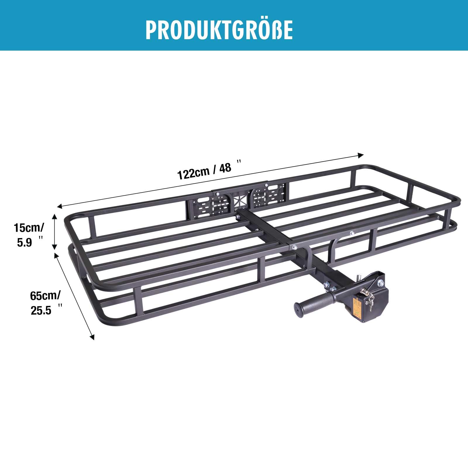 Heckträger für Anhängerkupplung 120x61x15cm,Wildträger Heckträger mit Montagekupplung,Suitable for Tow Hitch (Anhängerkupplung),Einsetzbar in ATV, PKW, SUV.Hoflader